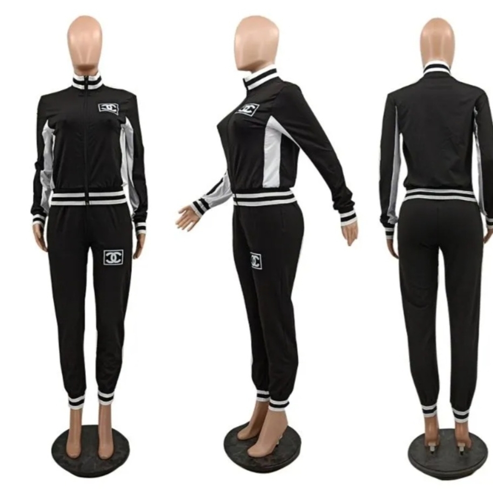 Black and White Track suit Jacket & Pants set.